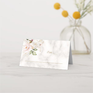Charming Blush Gold Flowers Marble Table Number  P Place Card