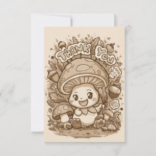 Charming Boho Mushroom Thank You Card