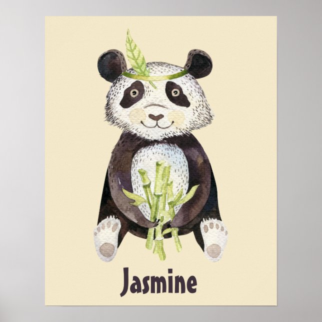 Charming Boho Panda Personalized Poster (Front)