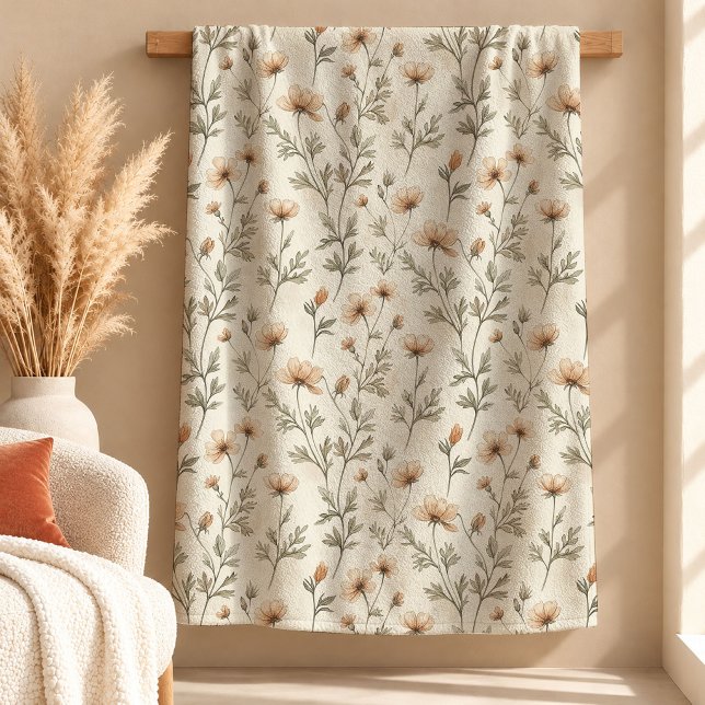Charming Boho Rust Sage Wild Flowers Blanket (Charming Boho Rust Sage Wild Flowers Blanket)