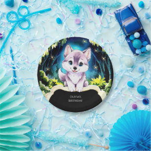 Charming Boho Woodland Wolf Birthday Paper Plate