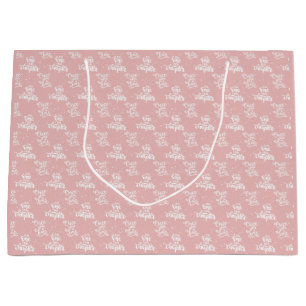 Charming Book Lovers Script Pattern Pink Literary Large Gift Bag