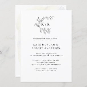 Charming Botanical Monogram Wedding Invitation