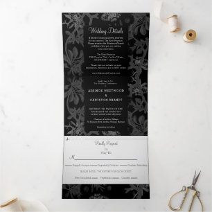 Charming Botanical Wedding Tri-Fold Invitation