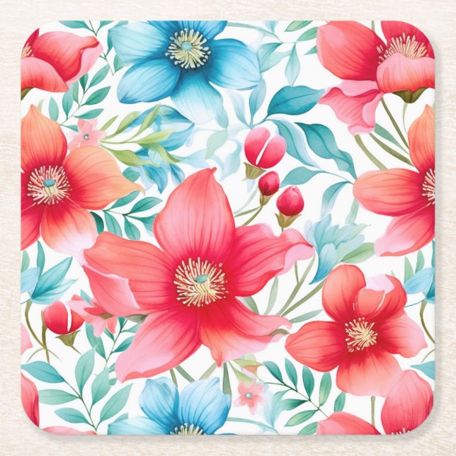 Charming Bouquet Ranya Pattern-65292 Square Paper Coaster (Front)