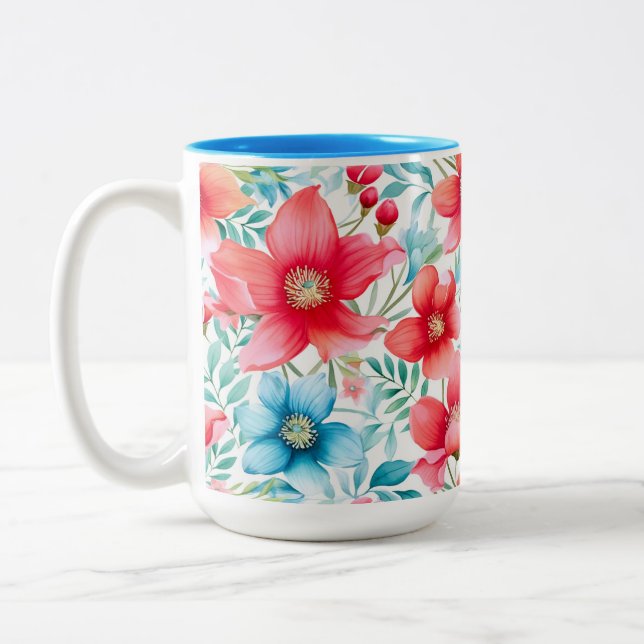 Charming Bouquet Ranya Pattern-65292 Two-Tone Coffee Mug (Left)