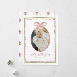 Charming Bow Hand Painted Christmas Photo Card