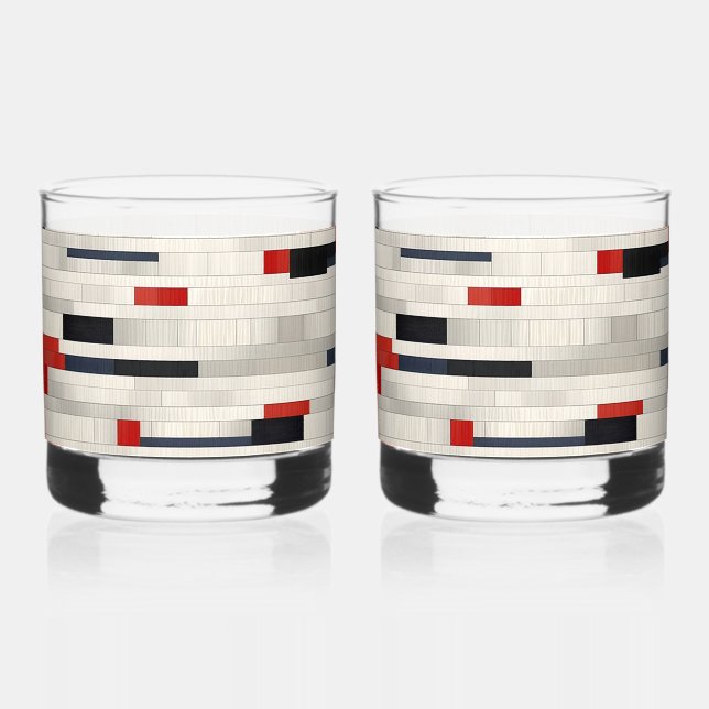 Charming Brick Style Print Whiskey Glass (Front)