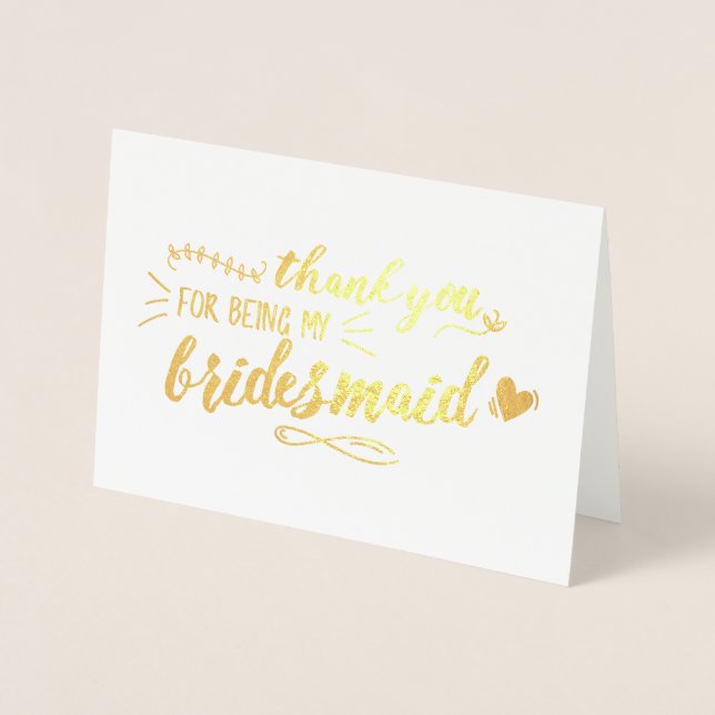 Charming Bridesmaid Thank You Foil Card (Front)
