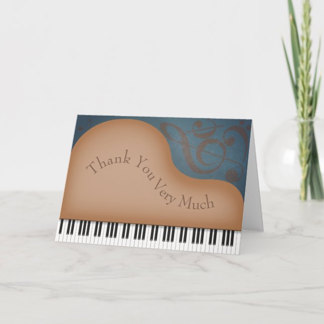 Charming Brown Grand Piano Personalised Music Thank You Card (Front)