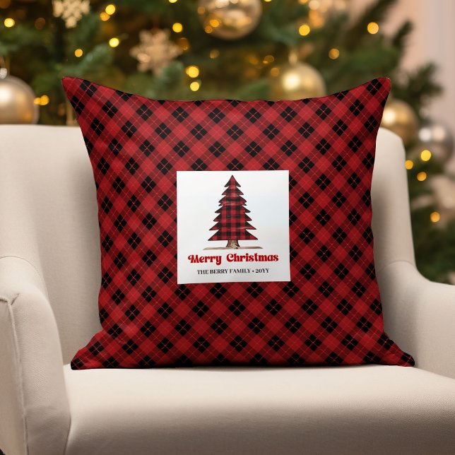Charming Buffalo Plaid Personalised Christmas  Cushion (Charming Buffalo Plaid Personalized Christmas Pillow)