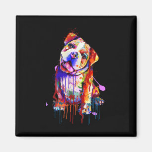 Charming Bulldog Rainbow Colours Art Splash Art Magnet