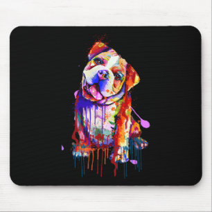 Charming Bulldog Rainbow Colours Art Splash Art Mouse Pad