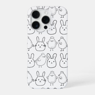 CHARMING BUNNIES AND CHICKS ILLUSTRATION iPhone 16 PRO CASE