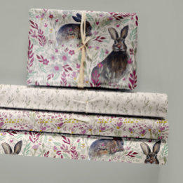 Charming Bunnies Meadow Flowers Decoupage Wrapping Paper Sheet