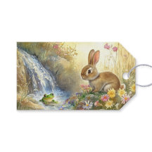 Charming Bunny & Frog Watercolour-style