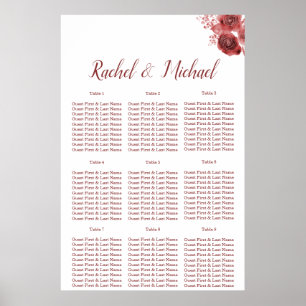 Charming burgundy and white floral Wedding Poster