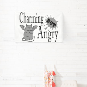 Charming but angry little devil cat funny quote banner