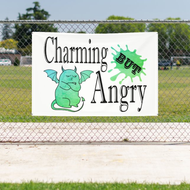 Charming but angry little devil cat funny quote banner (Insitu)