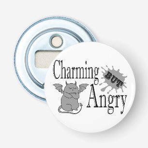 Charming but angry little devil cat funny quote bottle opener
