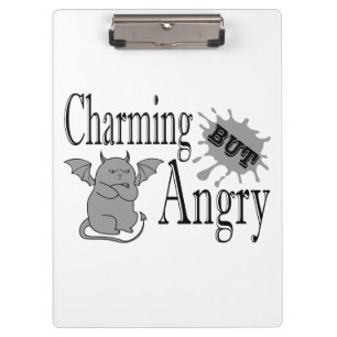 Charming but angry little devil cat funny quote clipboard