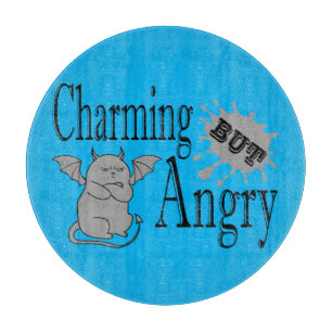 Charming but angry little devil cat funny quote cutting board