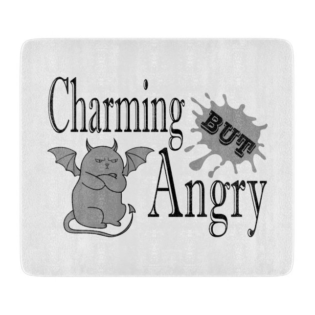 Charming but angry little devil cat funny quote cutting board (Front)