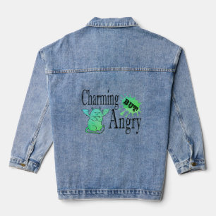 Charming but angry little devil cat funny quote denim jacket