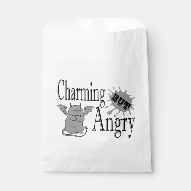 Charming but angry little devil cat funny quote favour bag (Front)