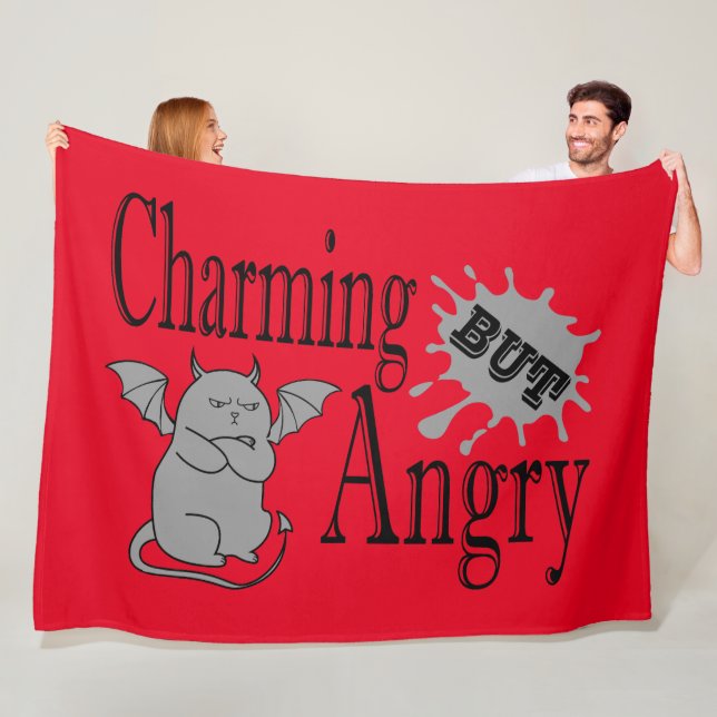 Charming but angry little devil cat funny quote fleece blanket (In Situ)