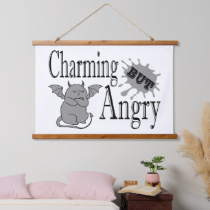Charming but angry little devil cat funny quote hanging tapestry
