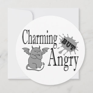 Charming but angry little devil cat funny quote invitation