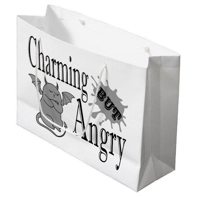 Charming but angry little devil cat funny quote large gift bag (Front Angled)