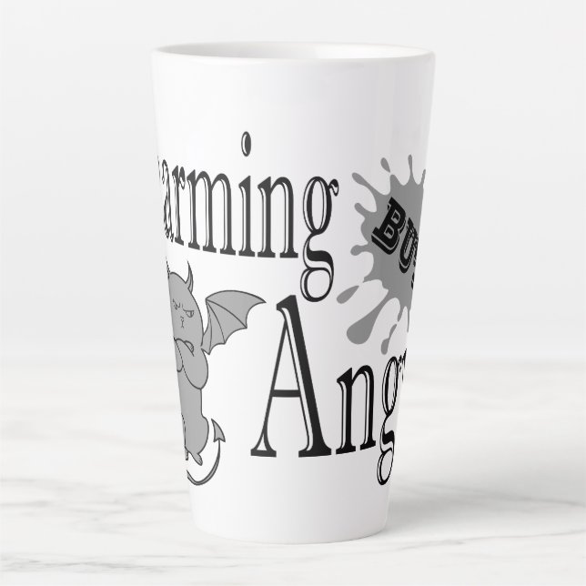 Charming but angry little devil cat funny quote latte mug (Front)