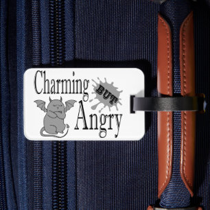 Charming but angry little devil cat funny quote luggage tag