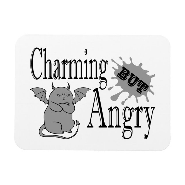 Charming but angry little devil cat funny quote magnet (Horizontal)