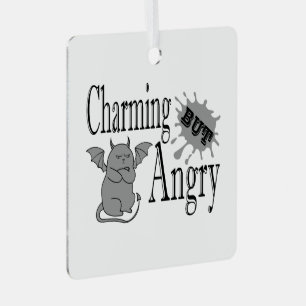 Charming but angry little devil cat funny quote metal tree decoration