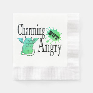 Charming but angry little devil cat funny quote napkin