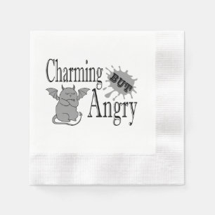Charming but angry little devil cat funny quote napkin