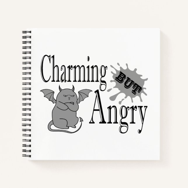 Charming but angry little devil cat funny quote notebook (Front)