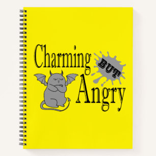 Charming but angry little devil cat funny quote notebook