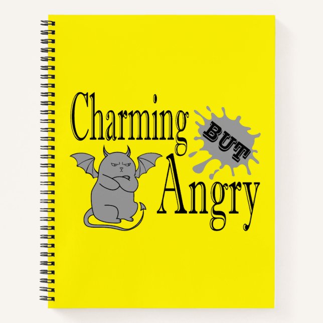 Charming but angry little devil cat funny quote notebook (Front)