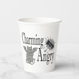Charming but angry little devil cat funny quote paper cups