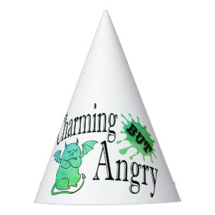 Charming but angry little devil cat funny quote party hat