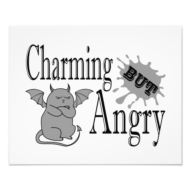 Charming but angry little devil cat funny quote photo print (Front)