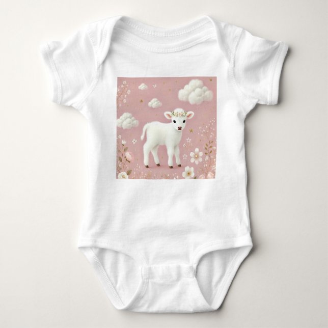 Charming Calf Flowers Clouds Stars Baby Bodysuit (Front)