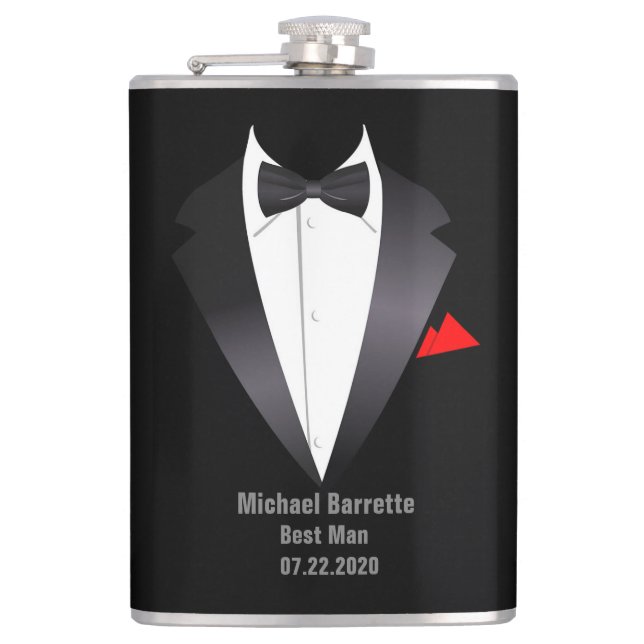 Charming Calla Lily Wedding Best Man Flask (Front)