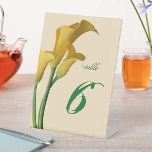 Charming Calla Lily Wedding Table Number Pedestal Sign