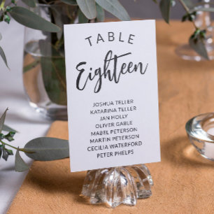 Charming Calligraphy Table Number Guest Names