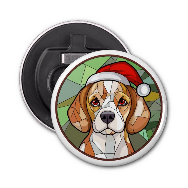 Charming Canine Cheer: Beagle themed Christmas Bottle Opener (Front)